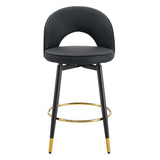 Modern Upholstered 360° Rotatable Bar Chair With Metal Legs For Dining Room (Set of 2)