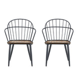 Industrial Inspired Indoor Dining Chair With Metal Legs And Birch (Set of 2) - Black / Natural