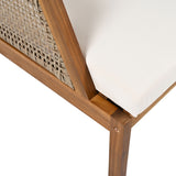 Acacia Wood Patio Furniture Club Chair, Outdoor Wicker Armchair, Deep Seating With Soft Cushions For Porch - Teak / Mix Brown