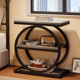 Industrial Narrow End Table With 3 Shelves