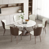 Round Dining Table With 360° Rotating Lazy Susan Scratch & Heat For Dining Room & Kitchen, Table Only - White