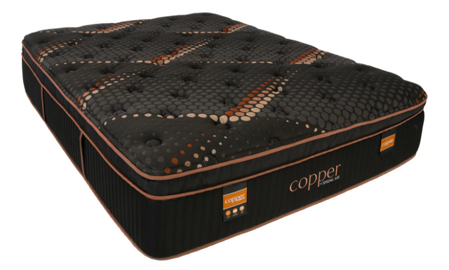 Copper Euro Top Plush hybrid mattress with a quilted cover and copper-colored piping.