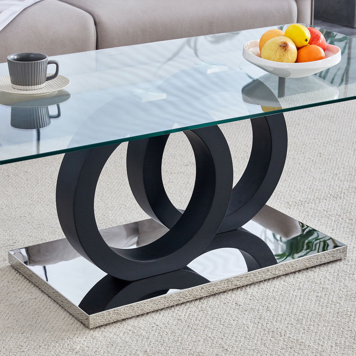 Contemporary Style Glass Top Coffee Table
