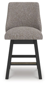Neymorton - Upholstered Swivel Barstool (Set of 2) - Dark Grayish Brown