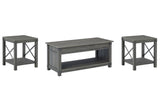 Freedan - 3 Pc. - Coffee Table, 2 End Tables - Grayish Brown