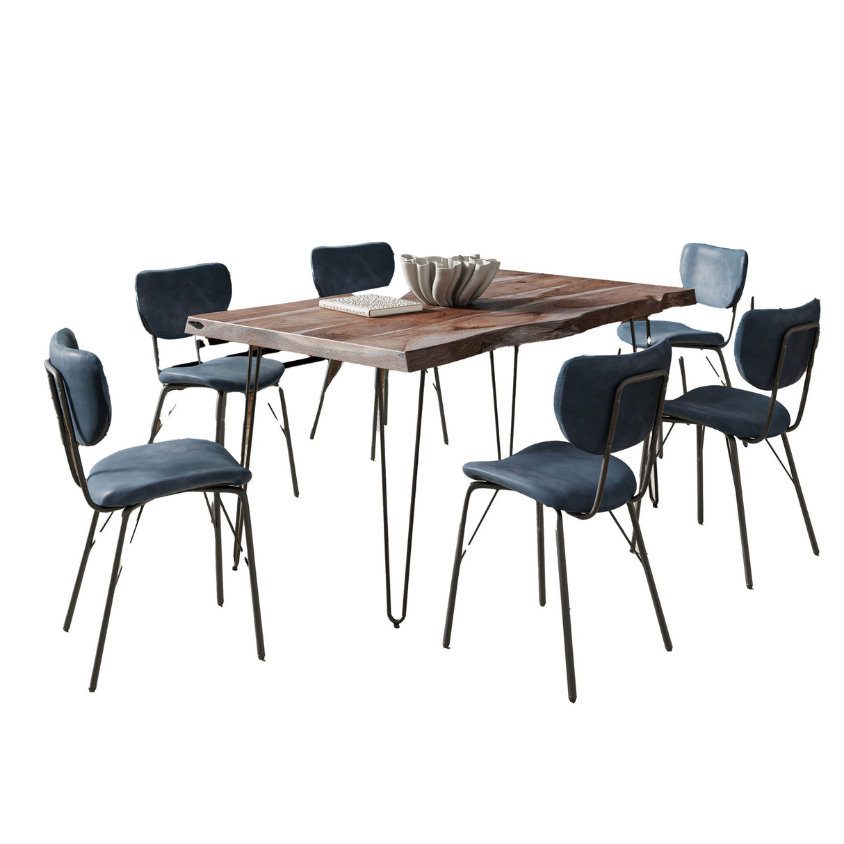 Nature's Edge - 7 Piece Upholstered Dining Set - Slate