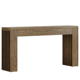 Console Table With Vertical Slat Legs For Entryway - Rustic Brown