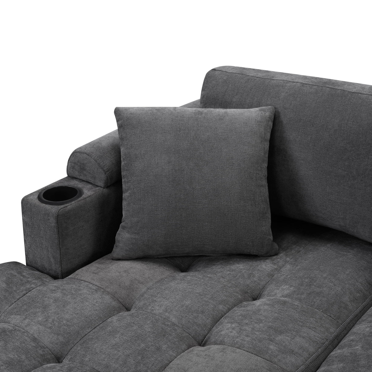 U Shaped Sectional Sofa, Corner Living Room Couch With Built In Cup Holders, Storage, USB Ports