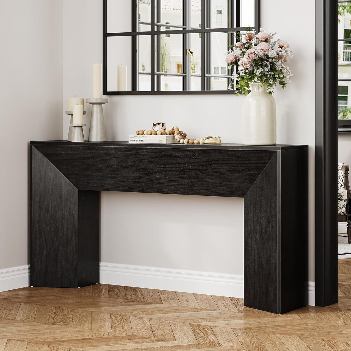 Extra Long Console Table Table Behind Couch For Hallway & Living - Black