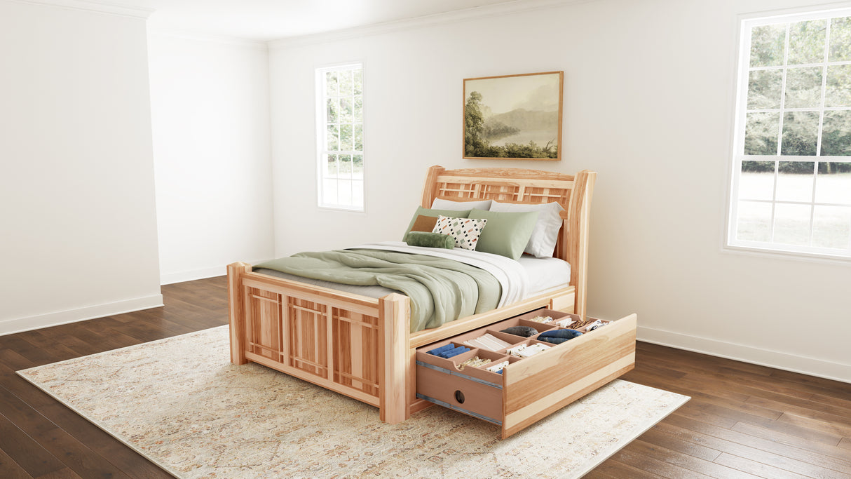 Amish Highlands Arch Panel Bed with Storage