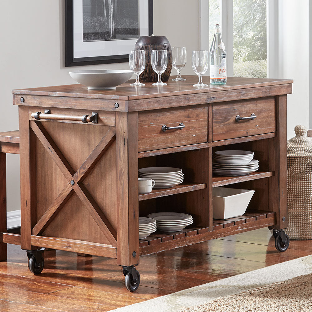 Anacortes Dining Kitchen Island With Wood Top