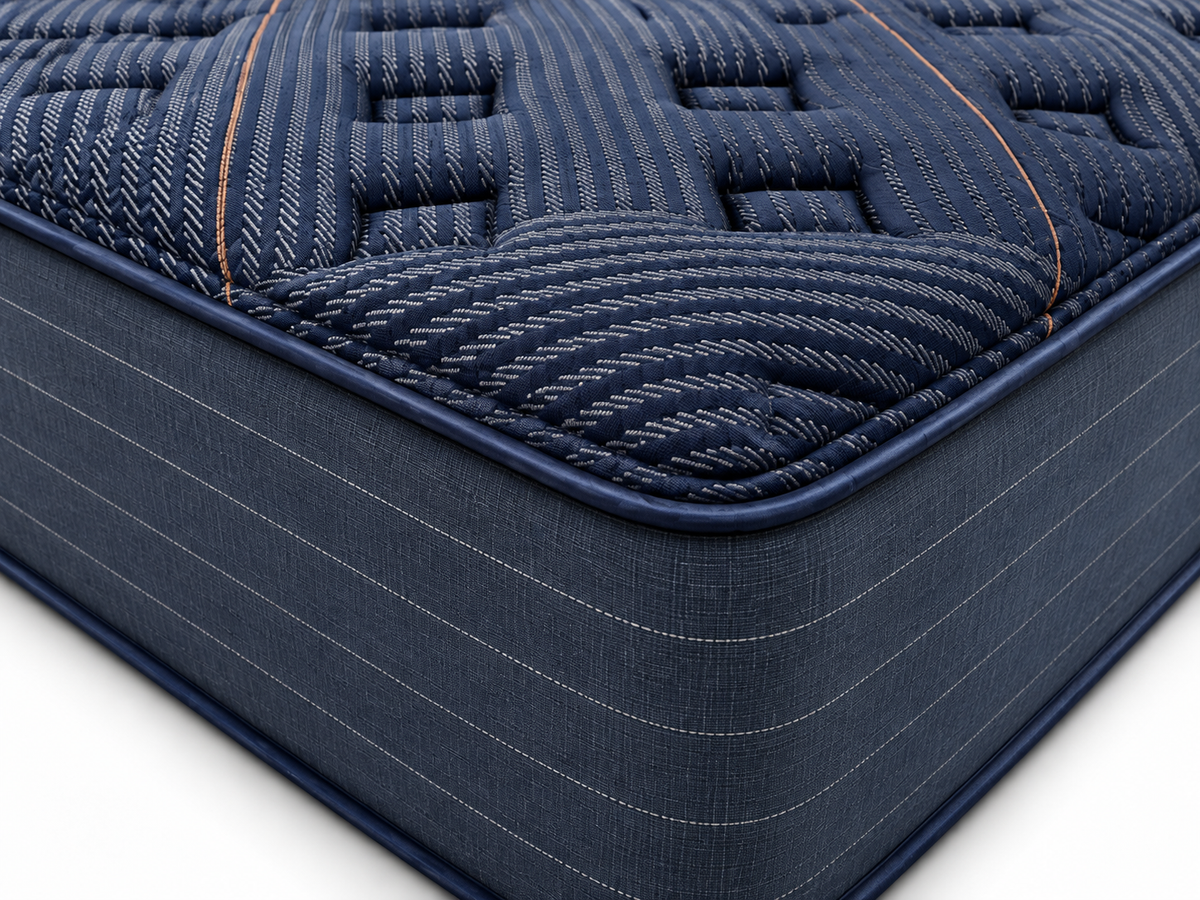 Arden Firm Mattress navy quilted top and edge detail
