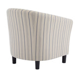 Modern Barrel Fabric Striped Barrel Chair With Channel Stitching - Beige / Blue Stripe