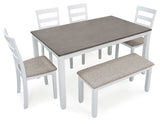 Stonehollow - Rectangular Drm Table Set (Set of 6) - White / Gray