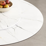 Round Dining Table With 360° Rotating Lazy Susan Scratch & Heat For Dining Room & Kitchen, Table Only - White