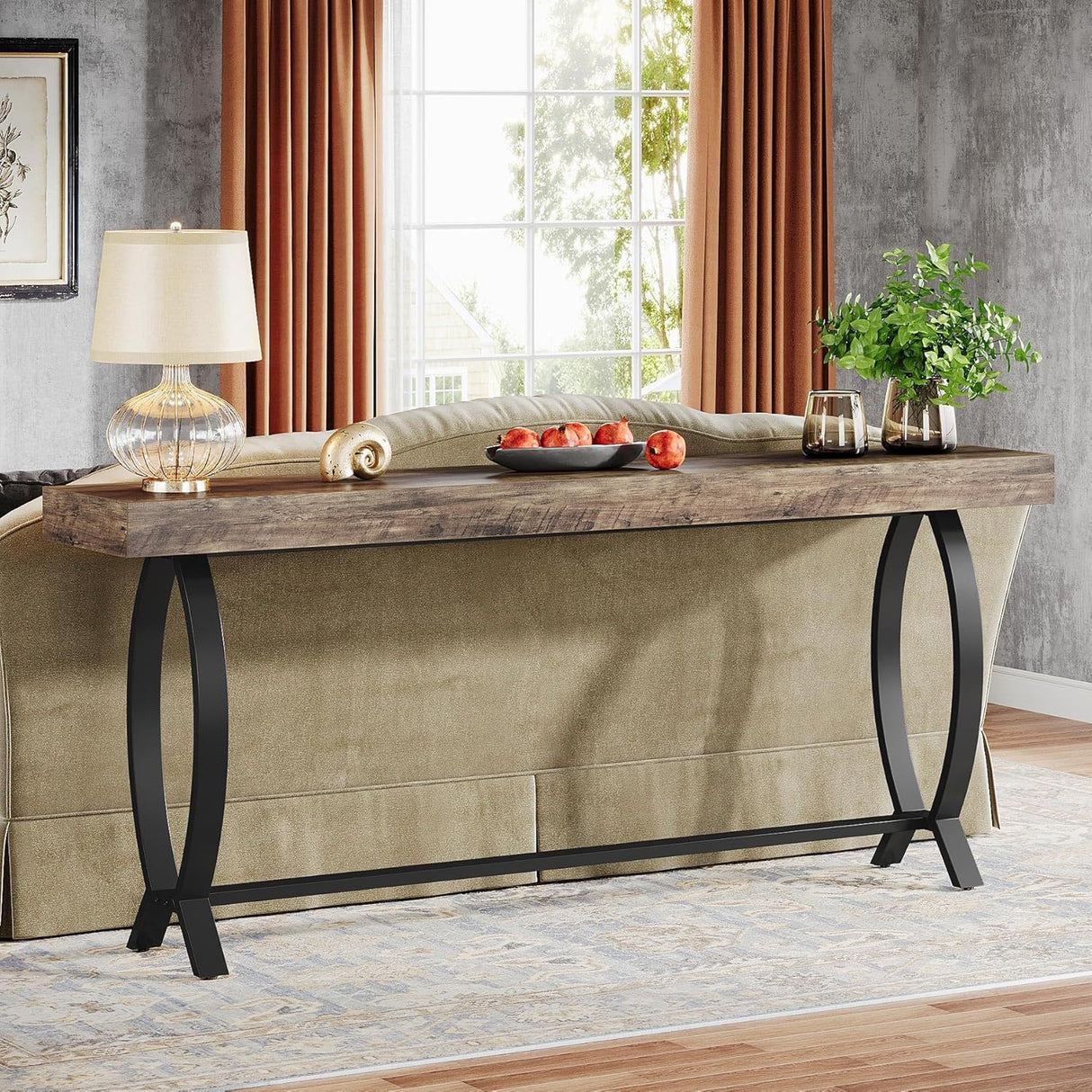 Console Table With Fish Tail Legs Extra Long - Brown