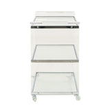 Elegant Acrylic Bar Cart With Tempered Glass Shelves And Rattan Metal Frame - Clear