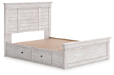 Makidern - Panel Storage Bed With 2 Under Bed Storage Units