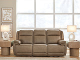 Glencroft - Power Reclining Sofa With Adjustable Headrest - Sahara