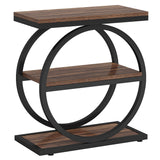 Industrial Narrow End Table With 3 Shelves
