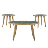 Novato - 3 Piece Sintered Stone Table Set (Cocktail Table & 2 End Tables) - Green / Light Brown