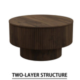 Modern Circular Coffee Table With Stripe Design And Storage Space