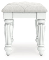 Kozlani - Vanity Upholstered Stool - White