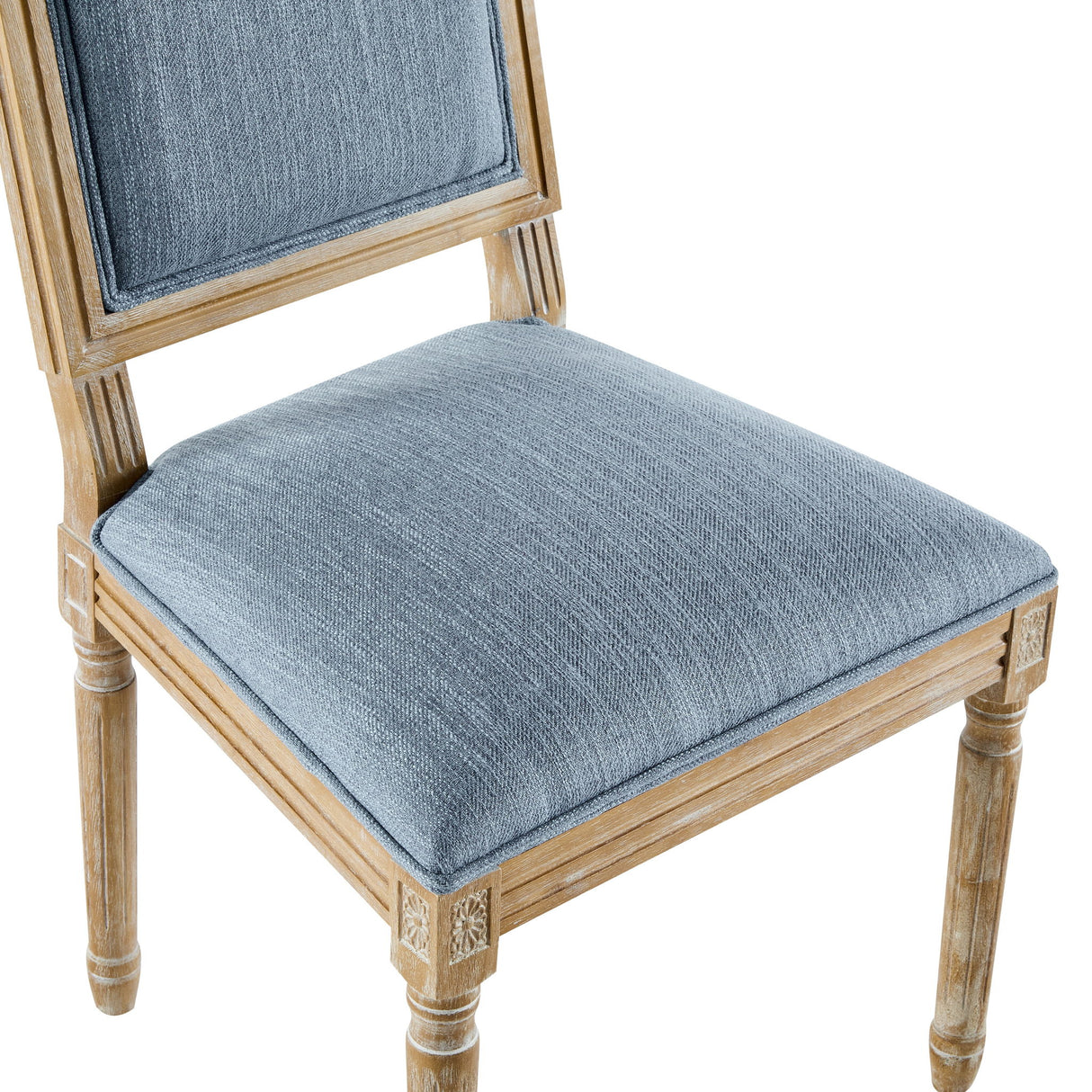 French Country Style Dining Chair With Upholstered Seating And Fluted Legs