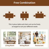 Mid Century Modern Dining Table Set For 4, Solid Wood Dining Table And Solid Wood Chairs, 5 Pieces Farmhouse Dining Table And 4 Upholstered Chairs - Brown / Gray