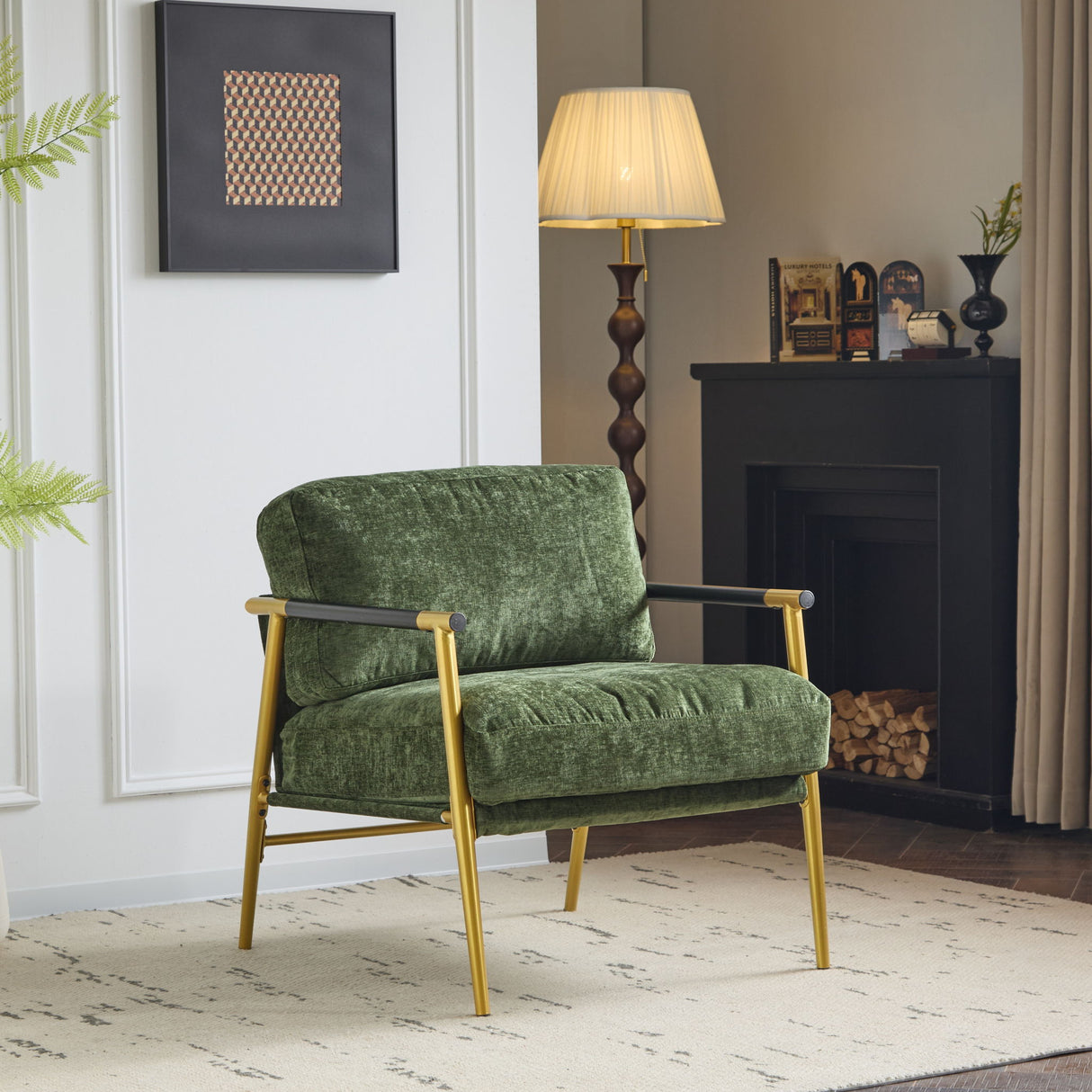 Modern Accent Chair With Plush Cushions, Cozy Seating