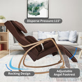 Comfortable Relax Rocking Chair With Full Massage Function Cotton Fabric Air Pressure - Brown