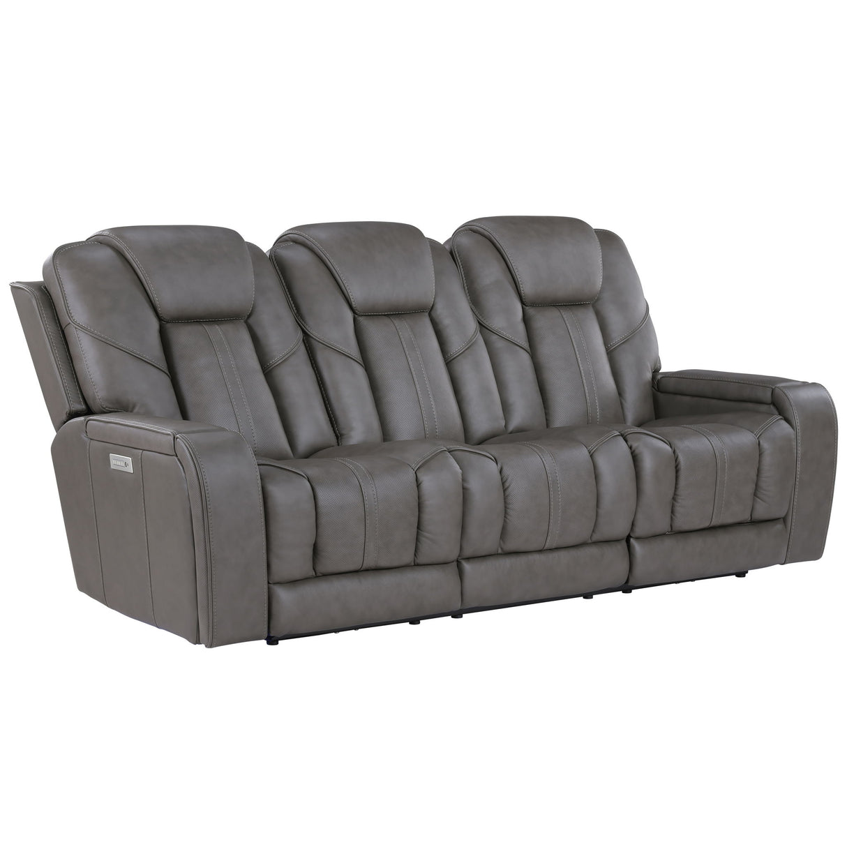 Daniel - 3 Piece Triple-Power Leather Reclining Set - Gray