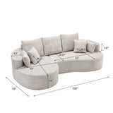 2 Piece Fabric Cloud Curved Sectional Sofa With Chaise For Living Room