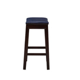 Saddle Counter Stool With Antique Bronze Detailing And High Density Foam - Navy