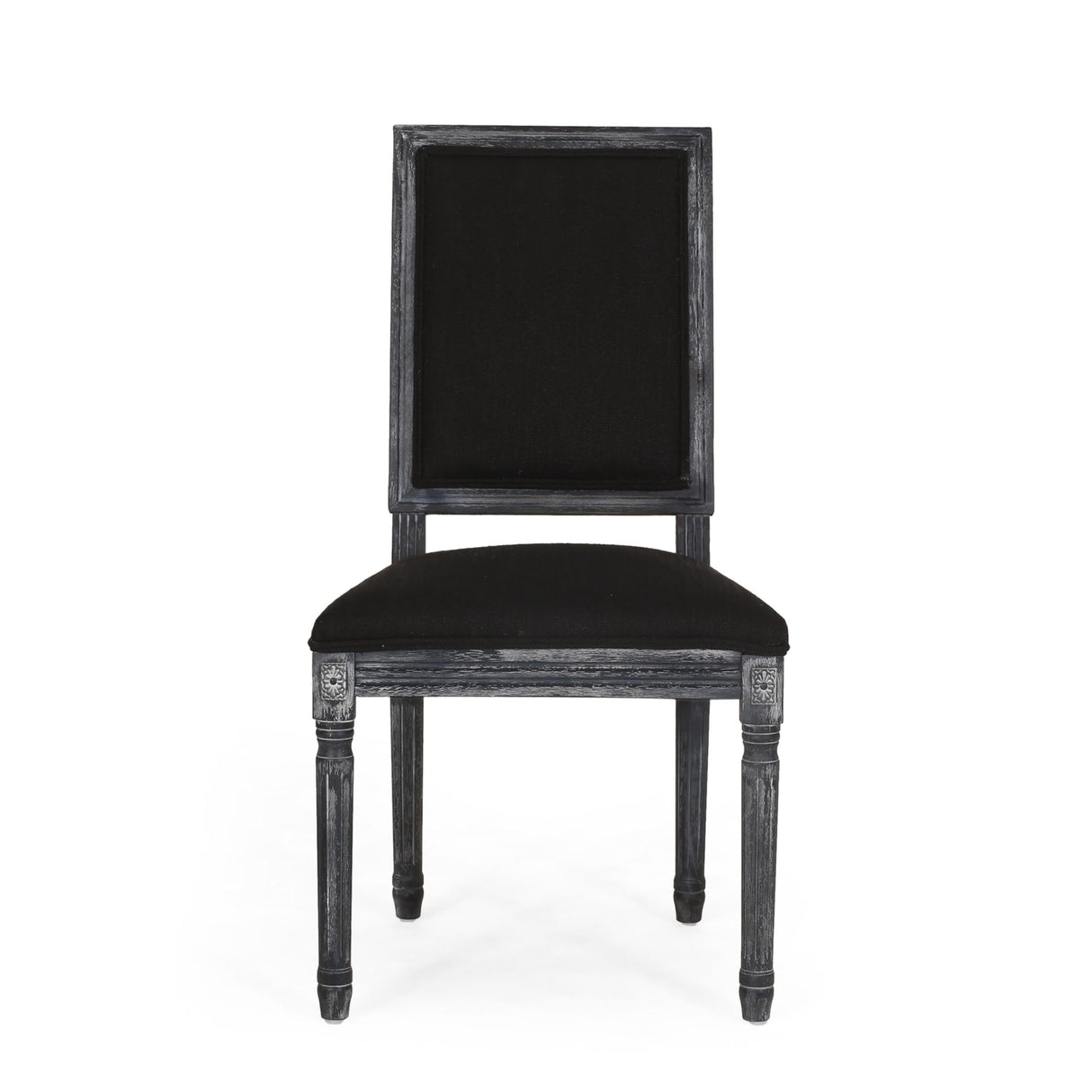 French Country Style Dining Chair With Upholstered Seating And Fluted Legs