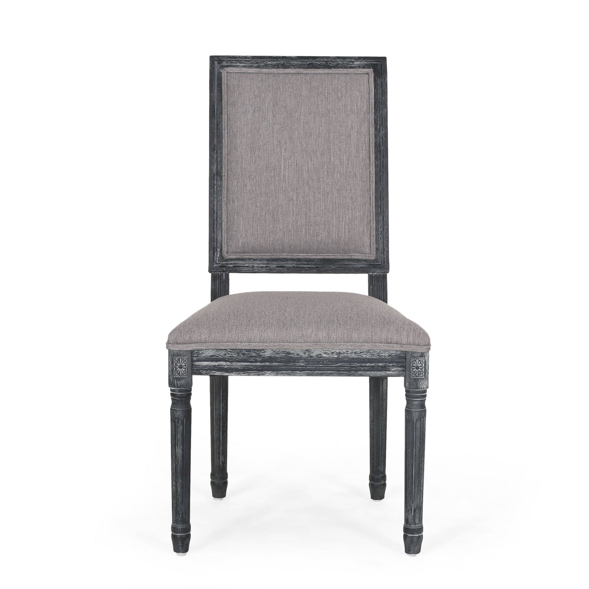 French Country Style Dining Chair With Upholstered Seating And Fluted Legs