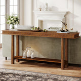 Extra Long Console Table, Sofa Table With 2 Tier Storage For Living Hallway - Rustic Brown