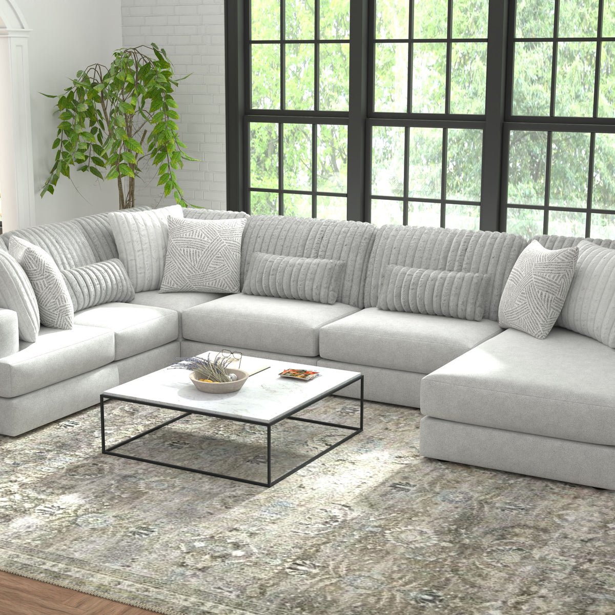 Logan - Sectional With Comfort Coil Seating And Included Accent Pillow ...