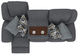 Trifecta - Sofa With 3 Recliners And Drop Down Table - Smoke