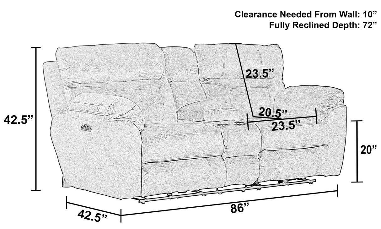 Sedona - Power Hdrst With Lumbar Lay Flat Reclining Console Loveseat With Storage & Cupholders