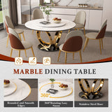 Round Dining Table With 360° Smooth Lazy Susan Stain / Heat - Gold / Black / White