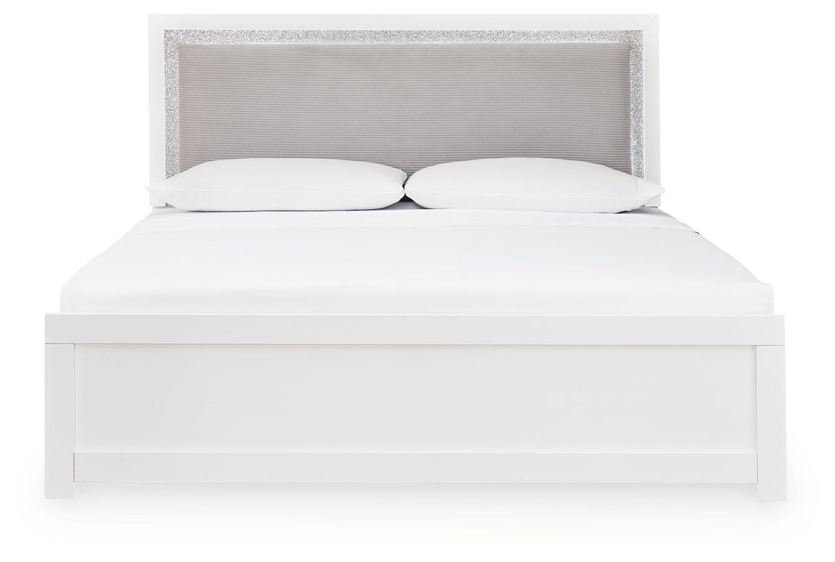 Maeling - King Upholstered Panel Bed - White
