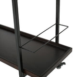 Modern Industrial Bar Cart With Shelving And Casters