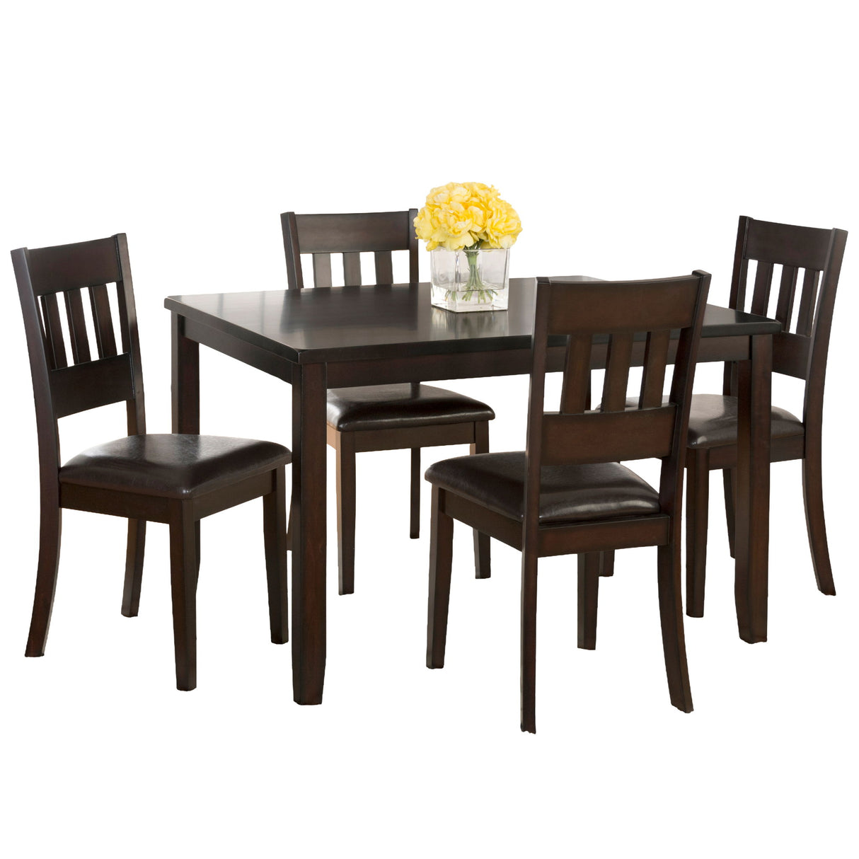 Dark Rustic Prairie - 5 Piece Dining Set - Dark Brown