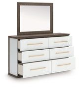 Kendanport - 4 Pc. - King Platform Bed, Dresser, Mirror And Nightstand - Brown / White