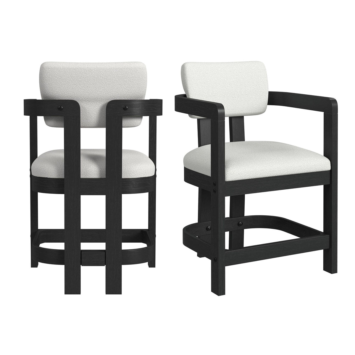Portland - Arm Counter Stool (Set of 2) - Black / White