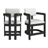 Portland - Arm Counter Stool (Set of 2) - Black / White