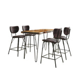 Nature's Edge - 5 Piece Counter Set With Modern Barstools - Chestnut