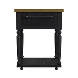Heritage - Chopping Block Island With Casters - Oak Brown And Black