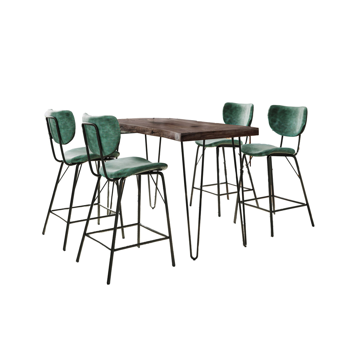 Nature's Edge - 5 Piece Counter Set With Modern Barstools - Slate